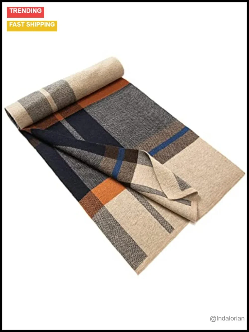 Merino Wool Tartan Knitted Scarf, Plaid Winter Warm Thick Neckwear with Gift Box
